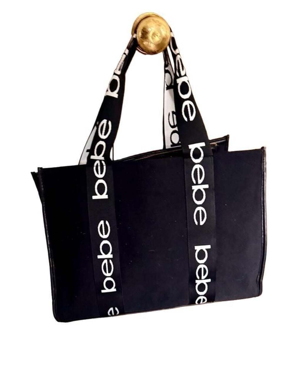 Bebe Hana Canvas Black Tote Bag - Picture 4 of 5